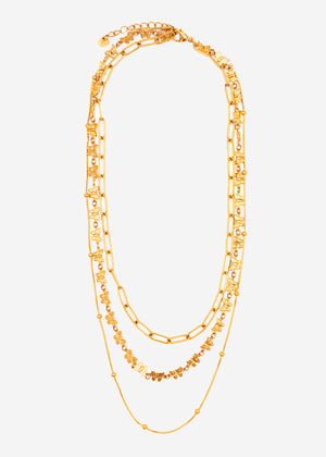 Dreifache Layering Halskette - gold