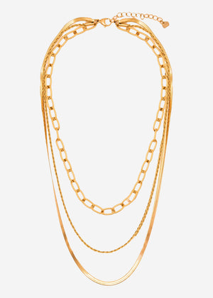 Dreifache Layering Kette - gold