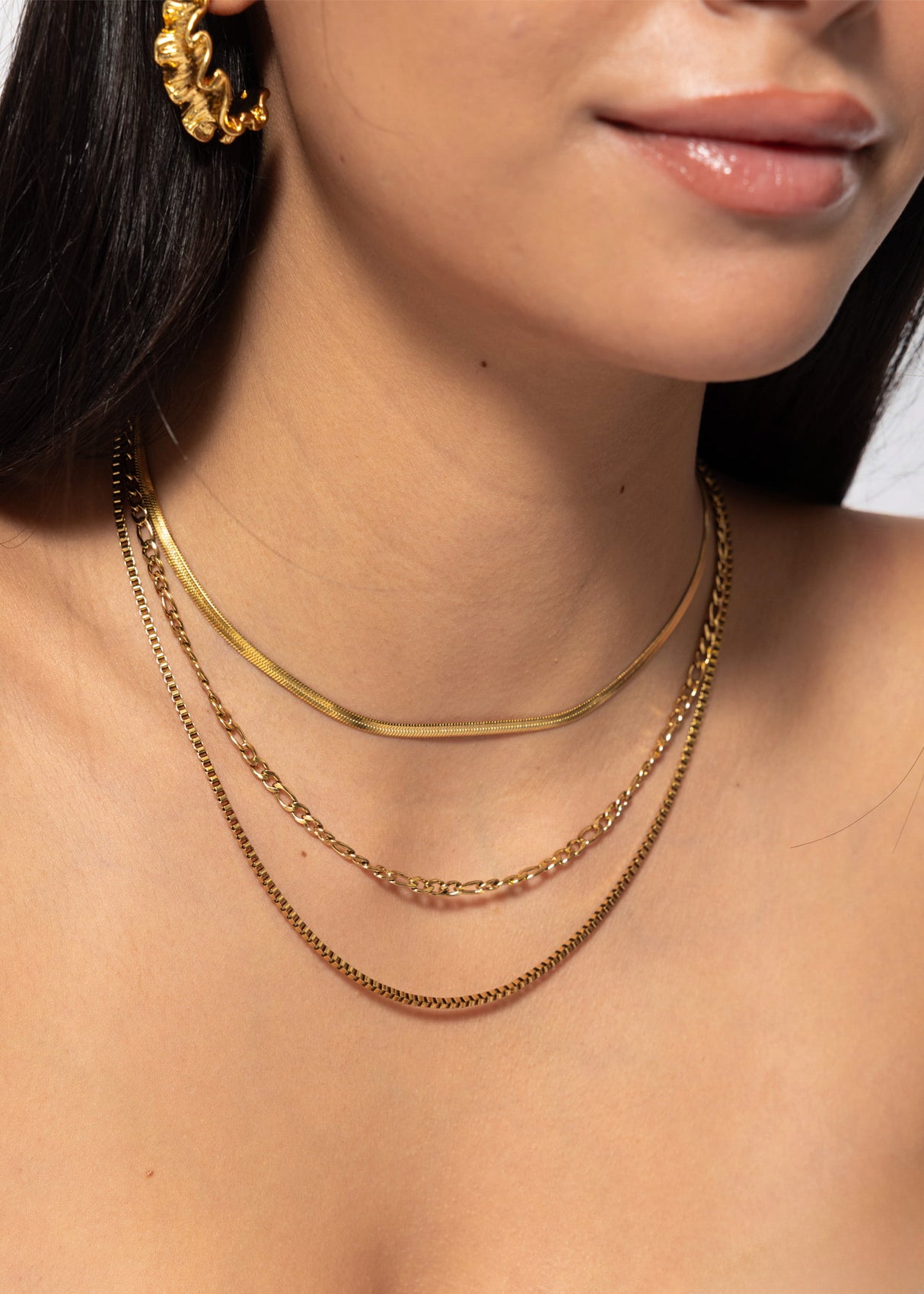 Dreilagiges Halsketten Set - gold