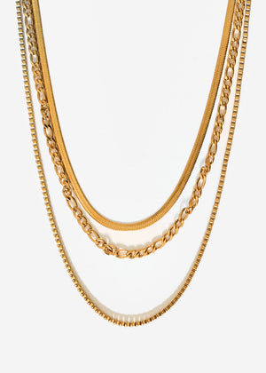 Dreilagiges Halsketten Set - gold
