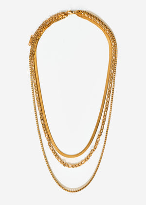 Dreilagiges Halsketten Set - gold