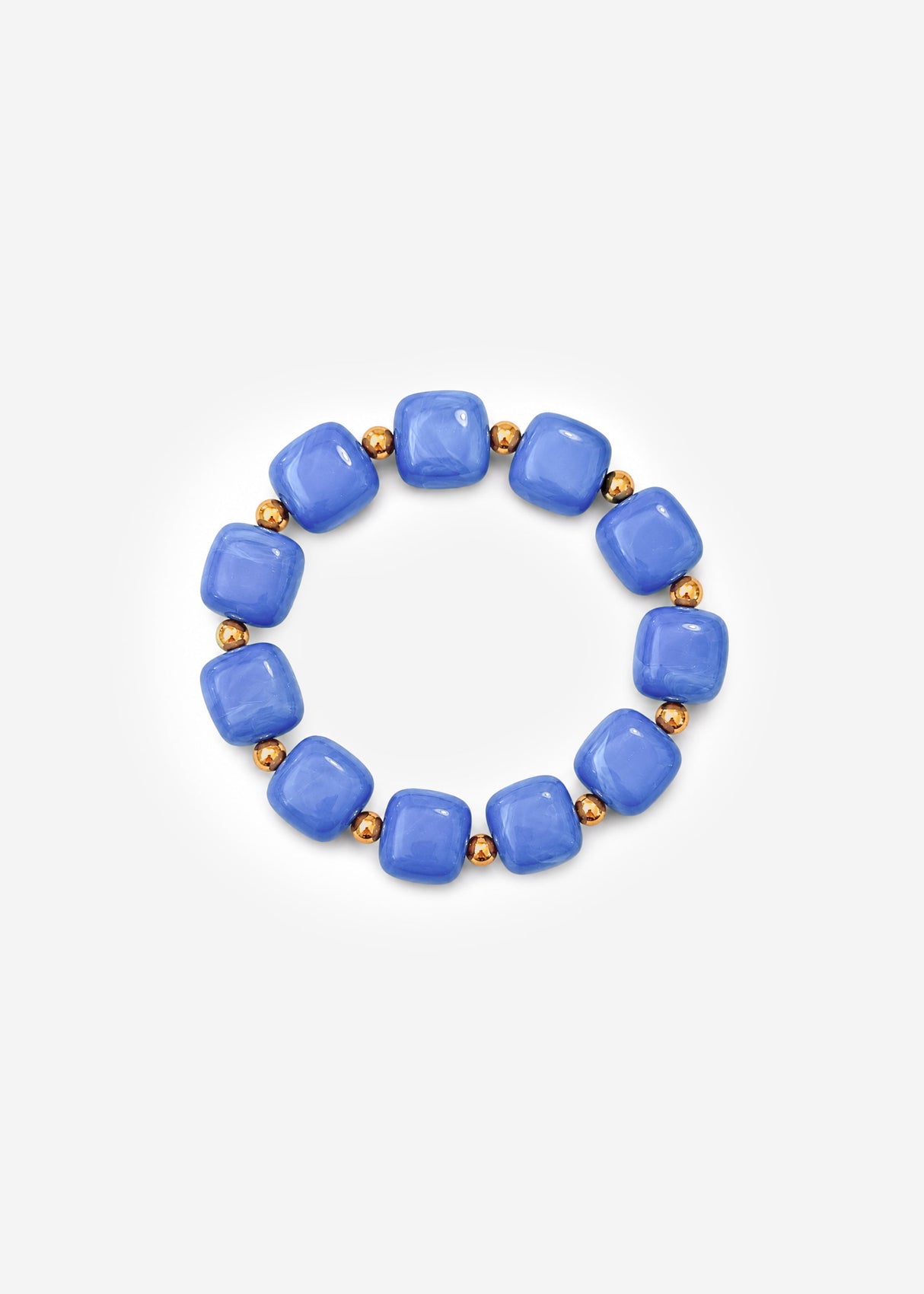 Elastisches Perlenarmband mit gold Akzenten - blau