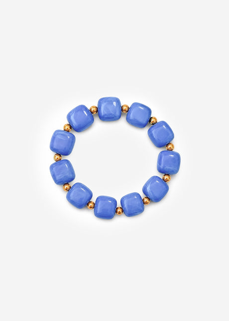 Elastisches Perlenarmband mit gold Akzenten - blau von SASSYCLASSY