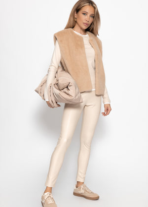 Elegante Kunstfell Weste - beige