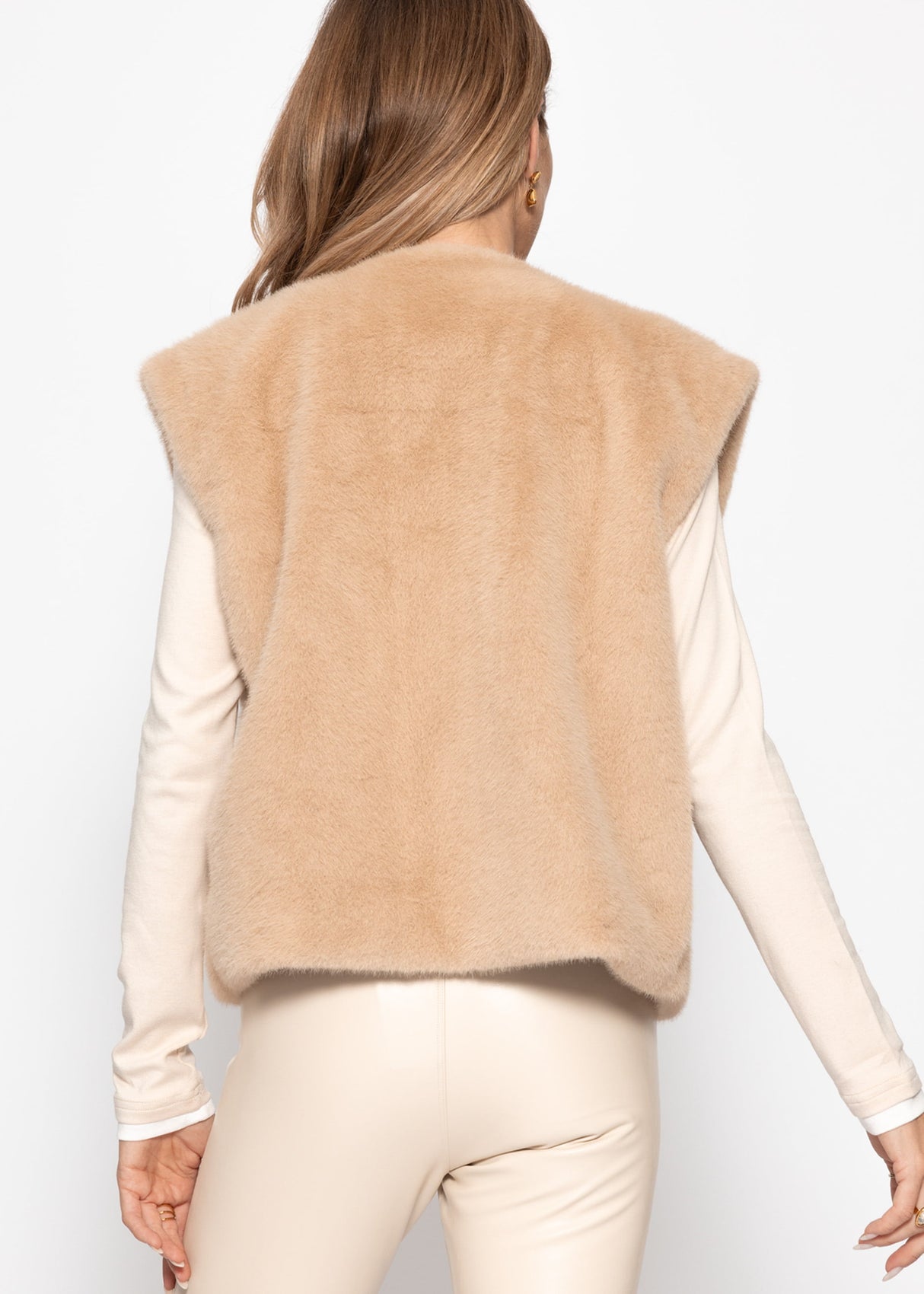 Elegante Kunstfell Weste - beige