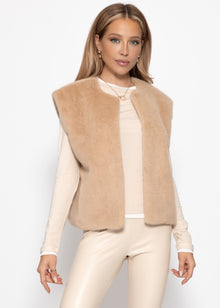 Elegante Kunstfell Weste - beige