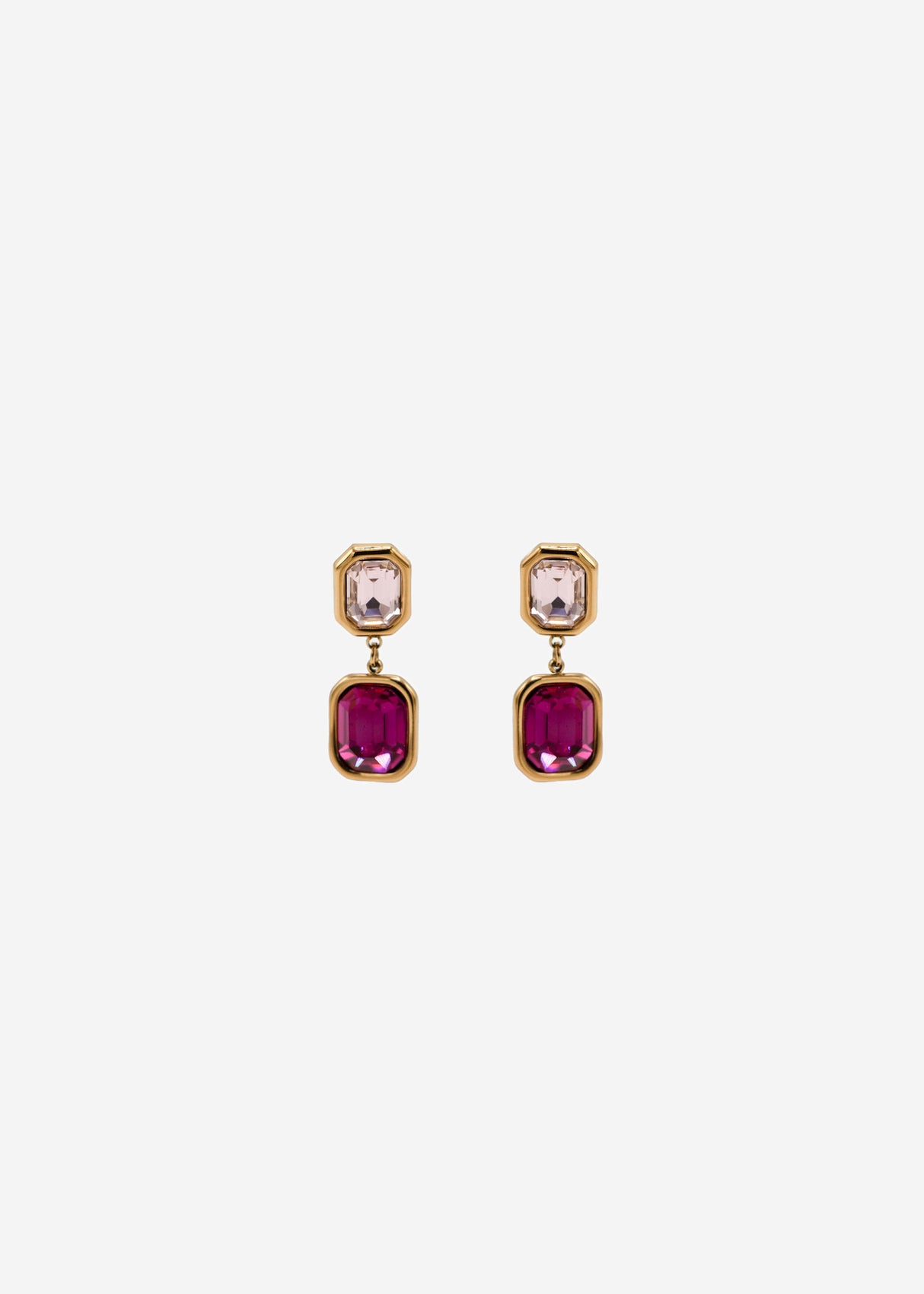 Elegante Ohrhänger mit rosa und roten Schmucksteinen - gold