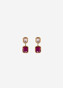 Elegante Ohrhänger mit rosa und roten Schmucksteinen - gold