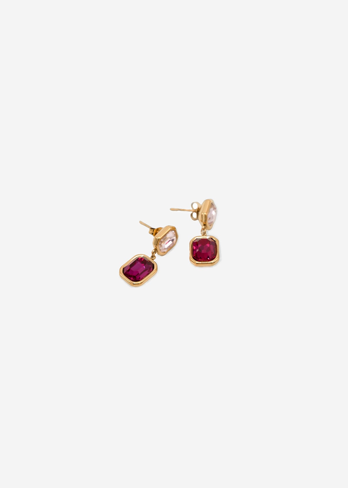 Elegante Ohrhänger mit rosa und roten Schmucksteinen - gold