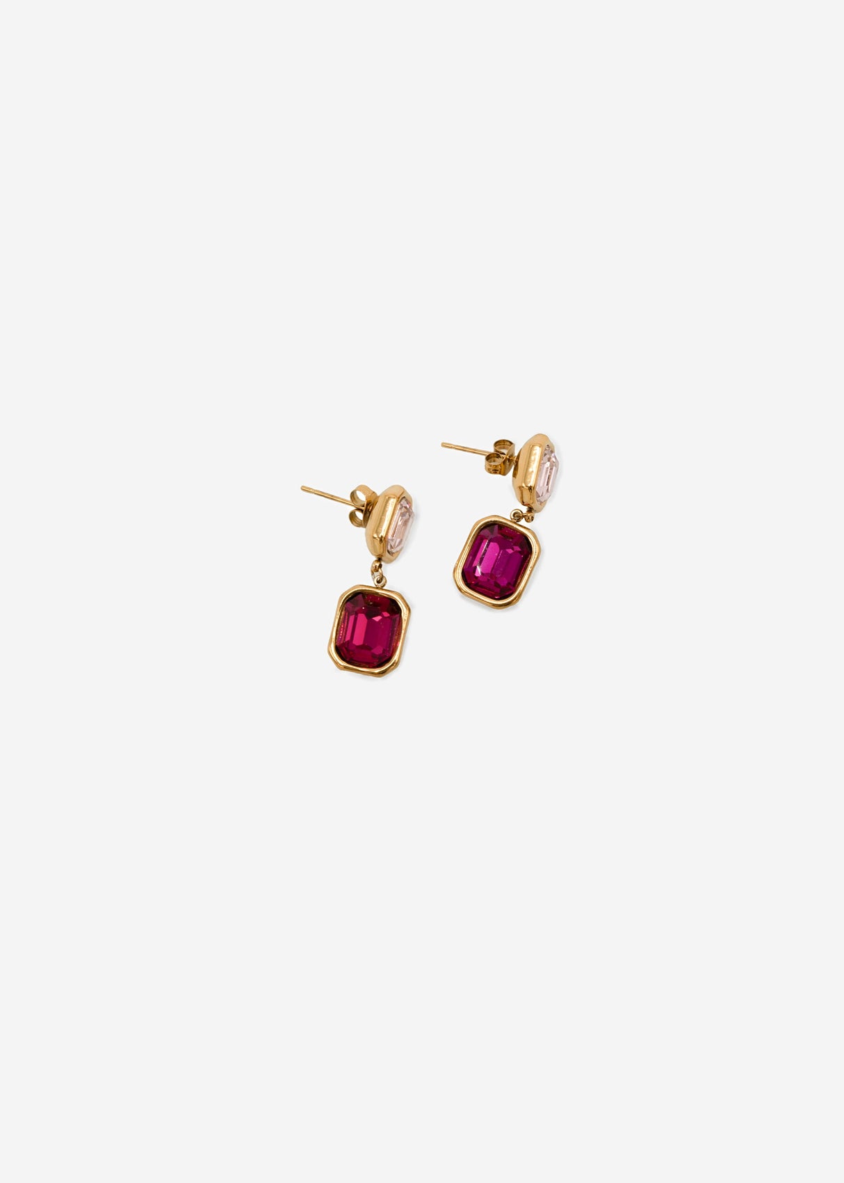 Elegante Ohrhänger mit rosa und roten Schmucksteinen - gold