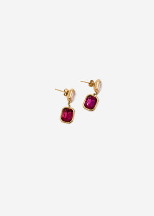 Elegante Ohrhänger mit rosa und roten Schmucksteinen - gold