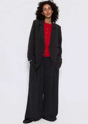 Feinstrickjacke mit Bogenkante - rot