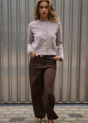 Feinstrickjacke mit Strukturmuster - grau