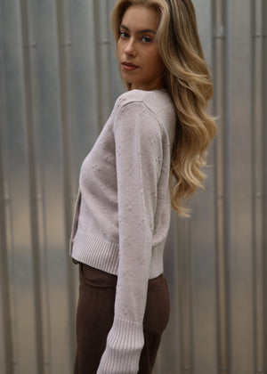Feinstrickjacke mit Strukturmuster - grau