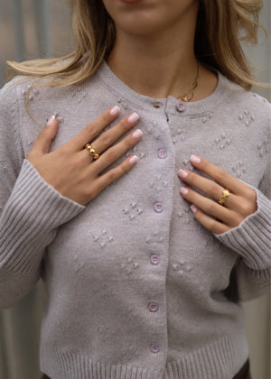 Feinstrickjacke mit Strukturmuster - grau