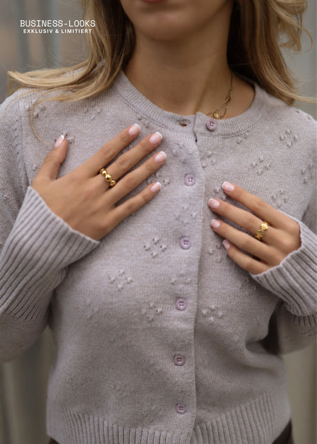 Feinstrickjacke mit Strukturmuster - grau
