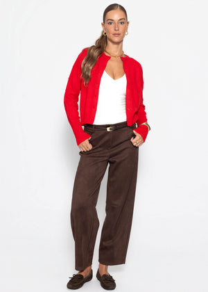 Feinstrickjacke mit Strukturmuster - rot