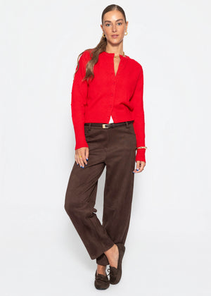 Feinstrickjacke mit Strukturmuster - rot