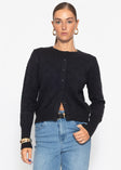 Feinstrickjacke mit Strukturmuster - schwarz