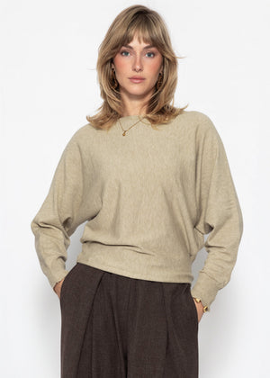 Feinstrickpullover mit Fledermausärmel - beige