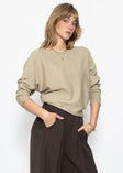 Feinstrickpullover mit Fledermausärmel - beige