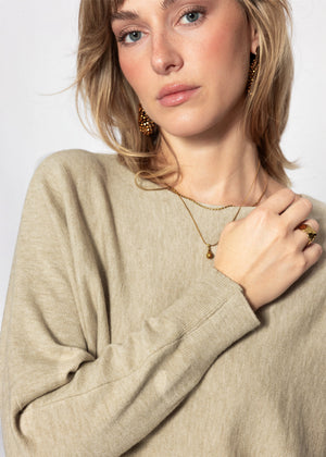 Feinstrickpullover mit Fledermausärmel - beige