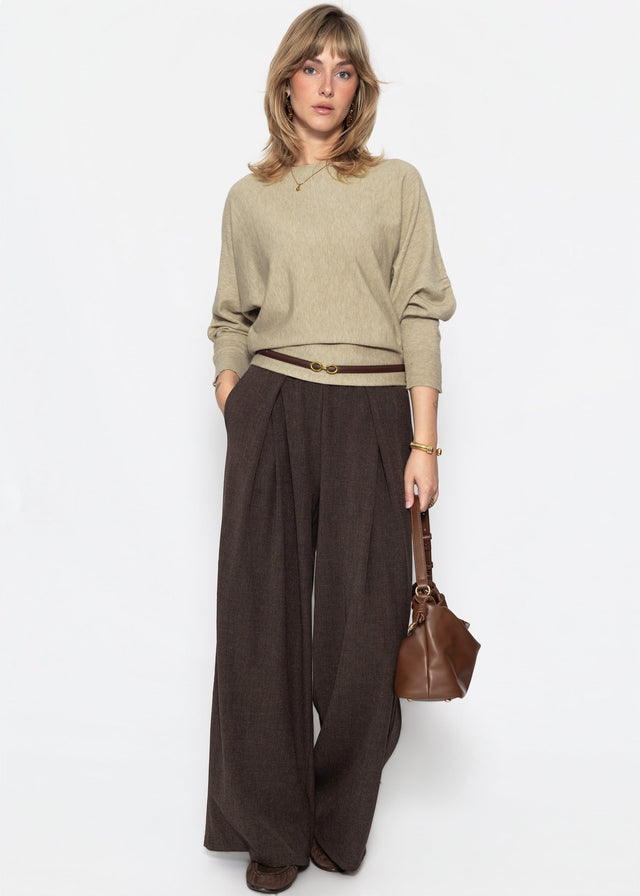 Feinstrickpullover mit Fledermausärmel - beige