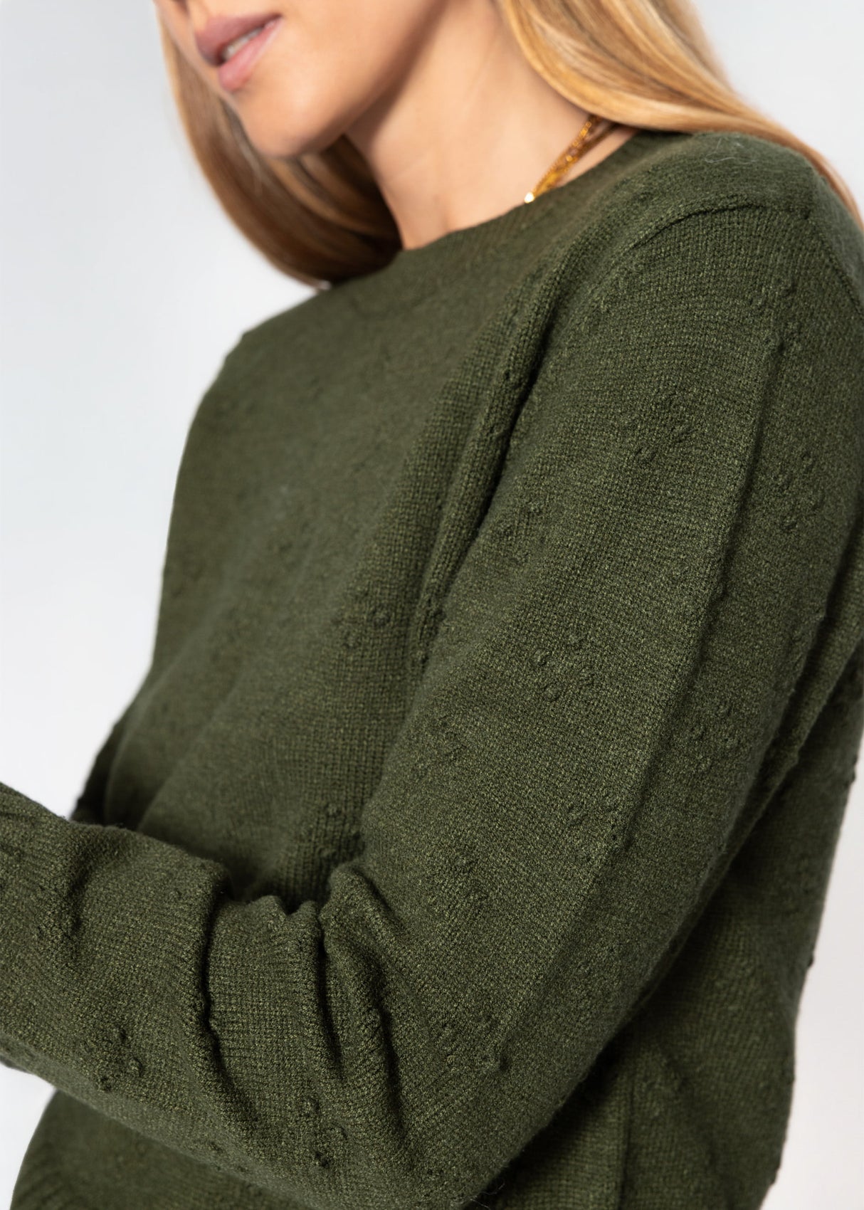 Feinstrickpullover mit Strukturmuster - grün