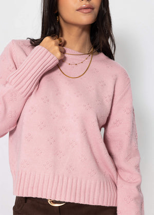 Feinstrickpullover mit Strukturmuster - rosa
