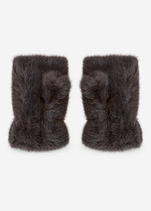 Fingerlose Plüschhandschuhe - braun