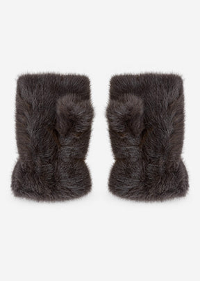Fingerlose Plüschhandschuhe - braun