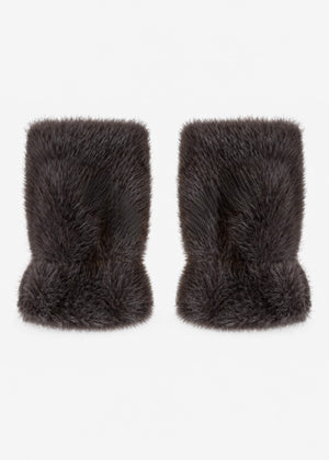 Fingerlose Plüschhandschuhe - braun