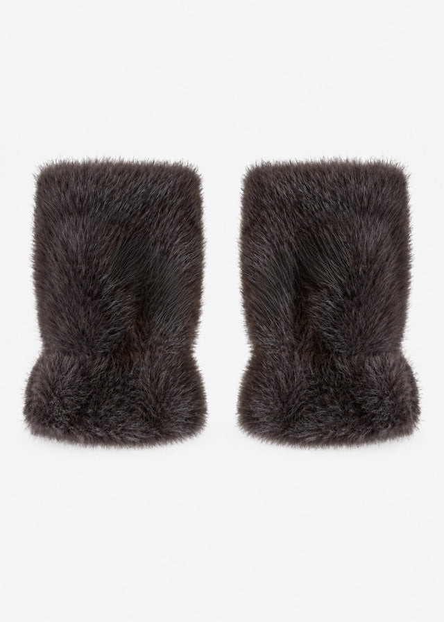Fingerlose Plüschhandschuhe - braun