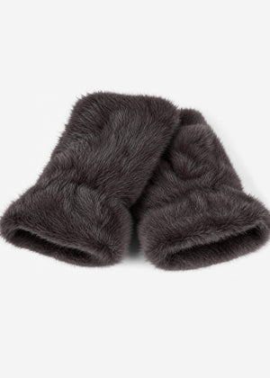 Fingerlose Plüschhandschuhe - braun