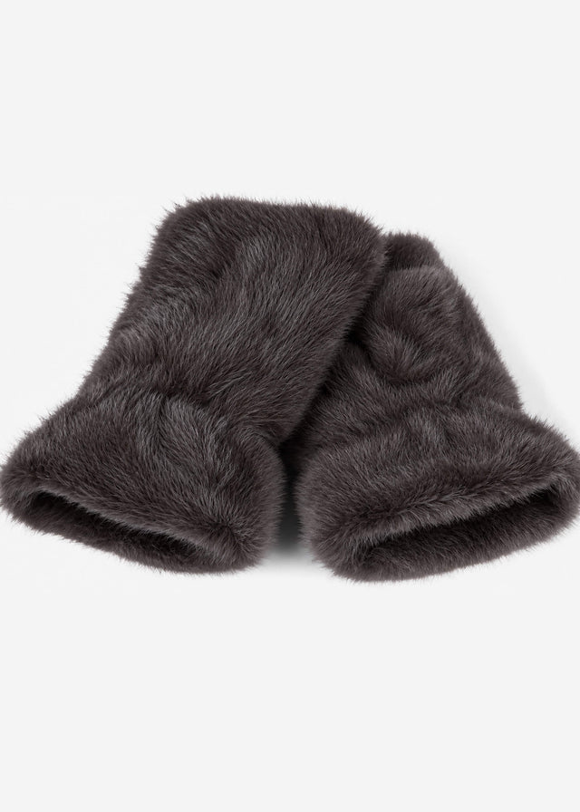 Fingerlose Plüschhandschuhe - braun