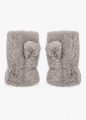 Fingerlose Plüschhandschuhe - taupe
