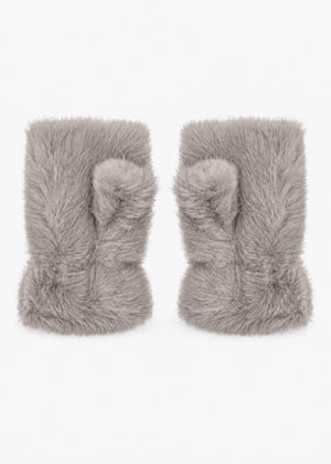 Fingerlose Plüschhandschuhe - taupe