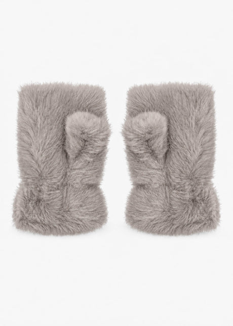 Fingerlose Plüschhandschuhe - taupe