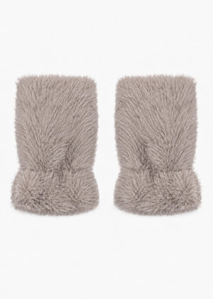 Fingerlose Plüschhandschuhe - taupe