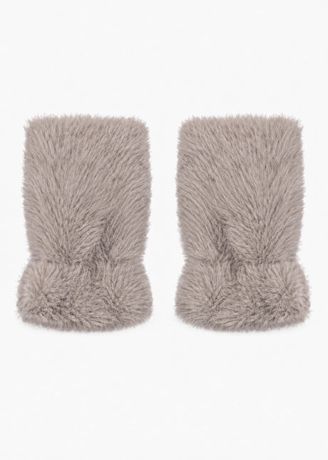 Fingerlose Plüschhandschuhe - taupe