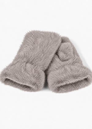 Fingerlose Plüschhandschuhe - taupe