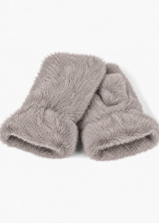 Fingerlose Plüschhandschuhe - taupe