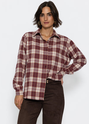 Flanellblusenhemd mit Karomuster - burgundy