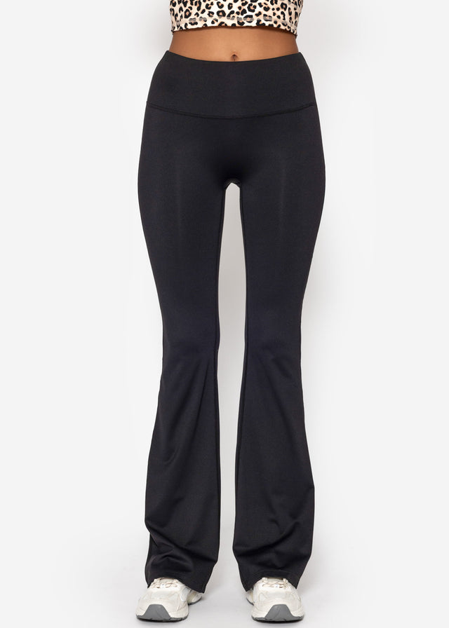 Flared sports leggings - black