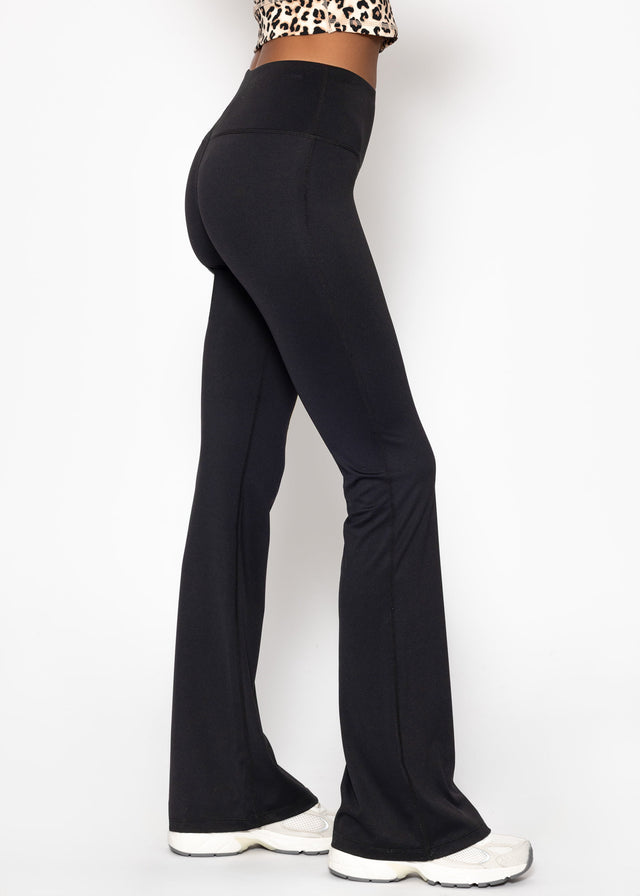 Flared sports leggings - black