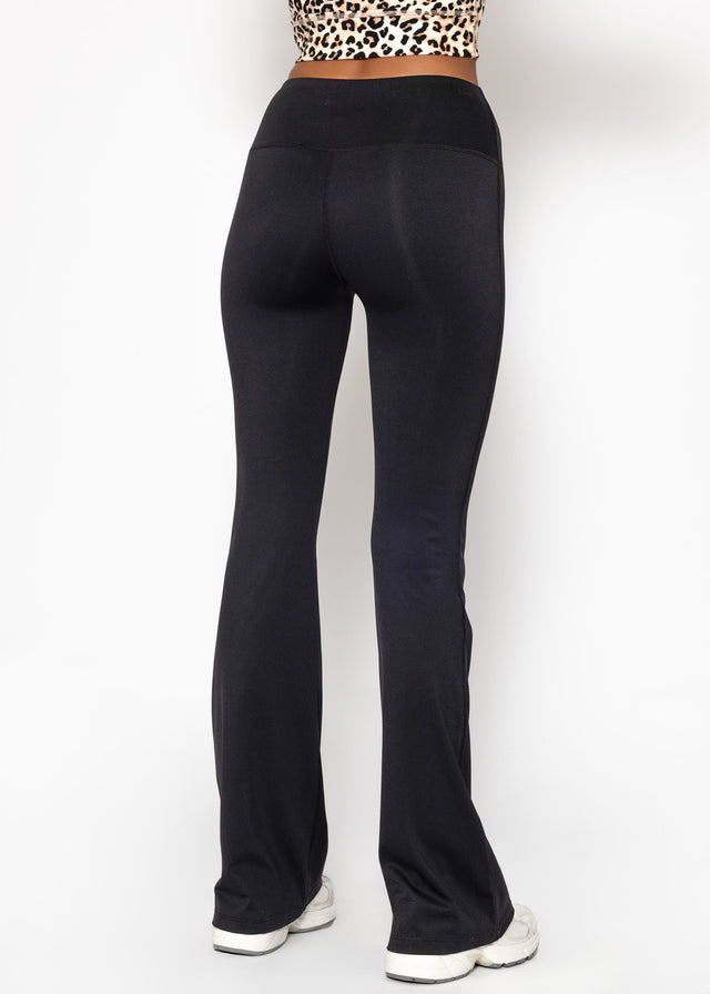 Flared sports leggings - black