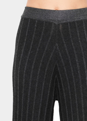 Fließende Strickhose mit Rippenstruktur - dunkelgrau