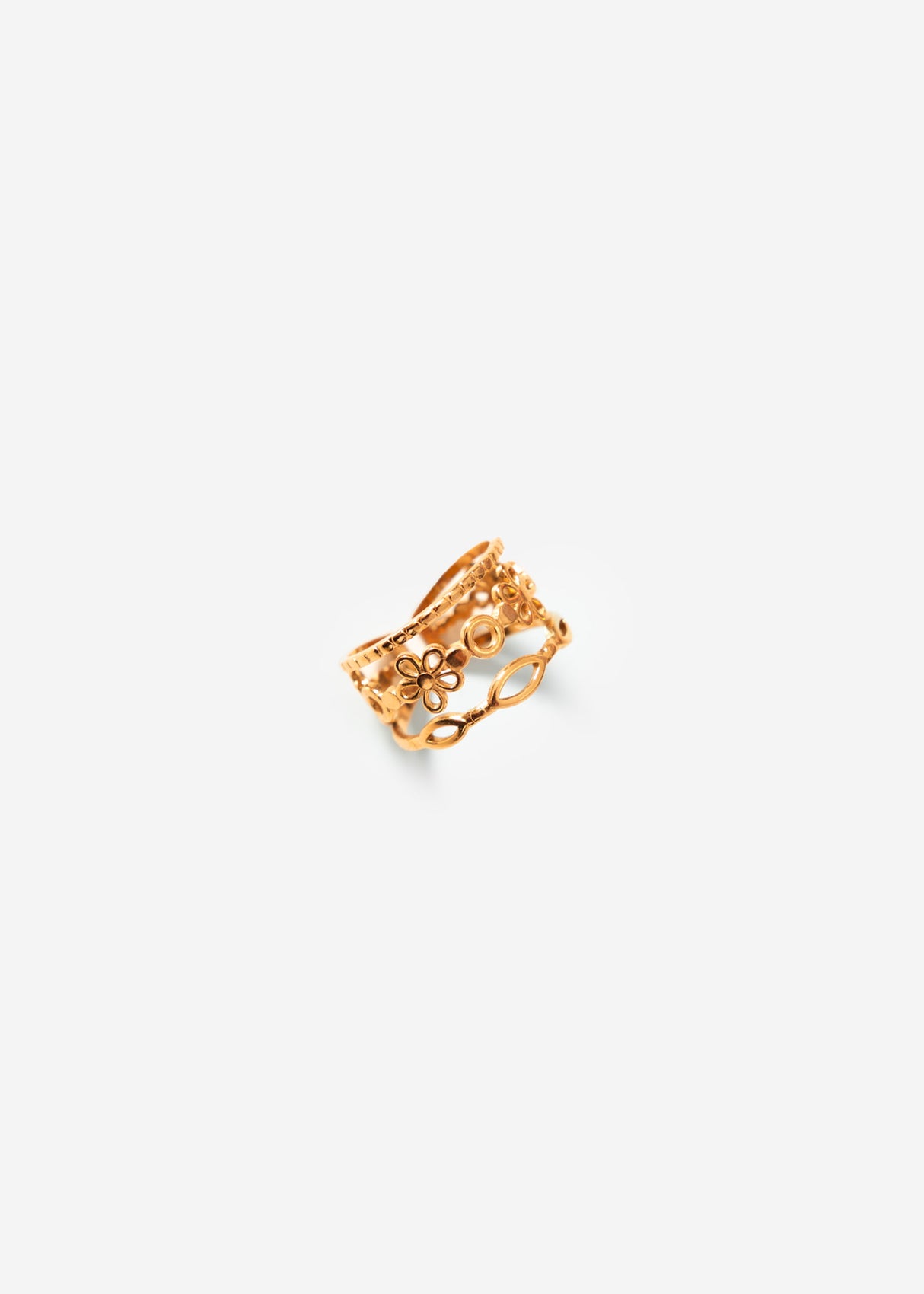 Floraler Dreifach Ring - gold