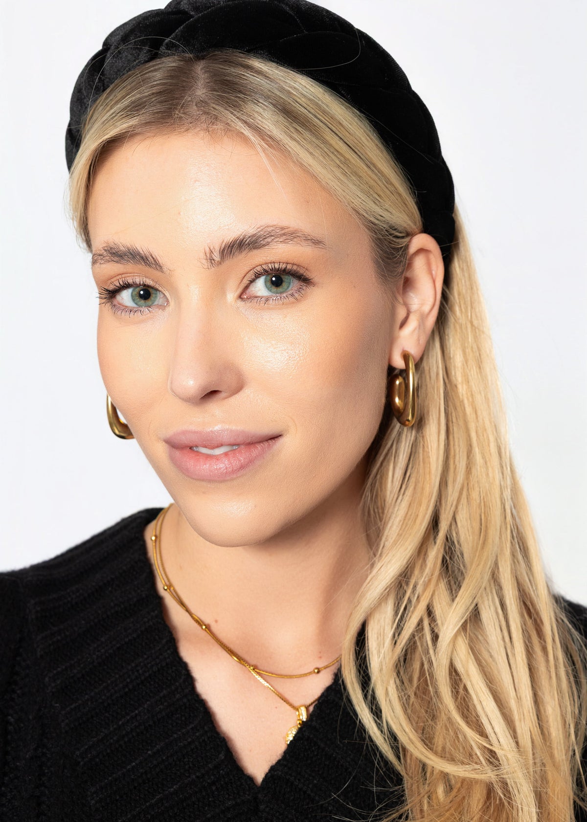 Braided velvet headband - black
