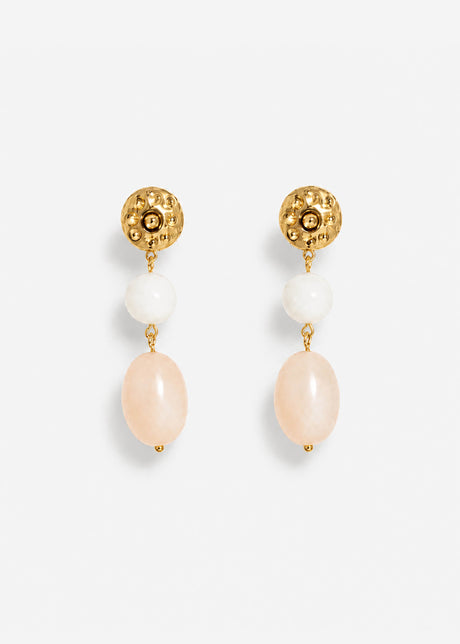 Gehämmerter Ohrstecker mit Perlmutt-Anhänger - gold von SASSYCLASSY